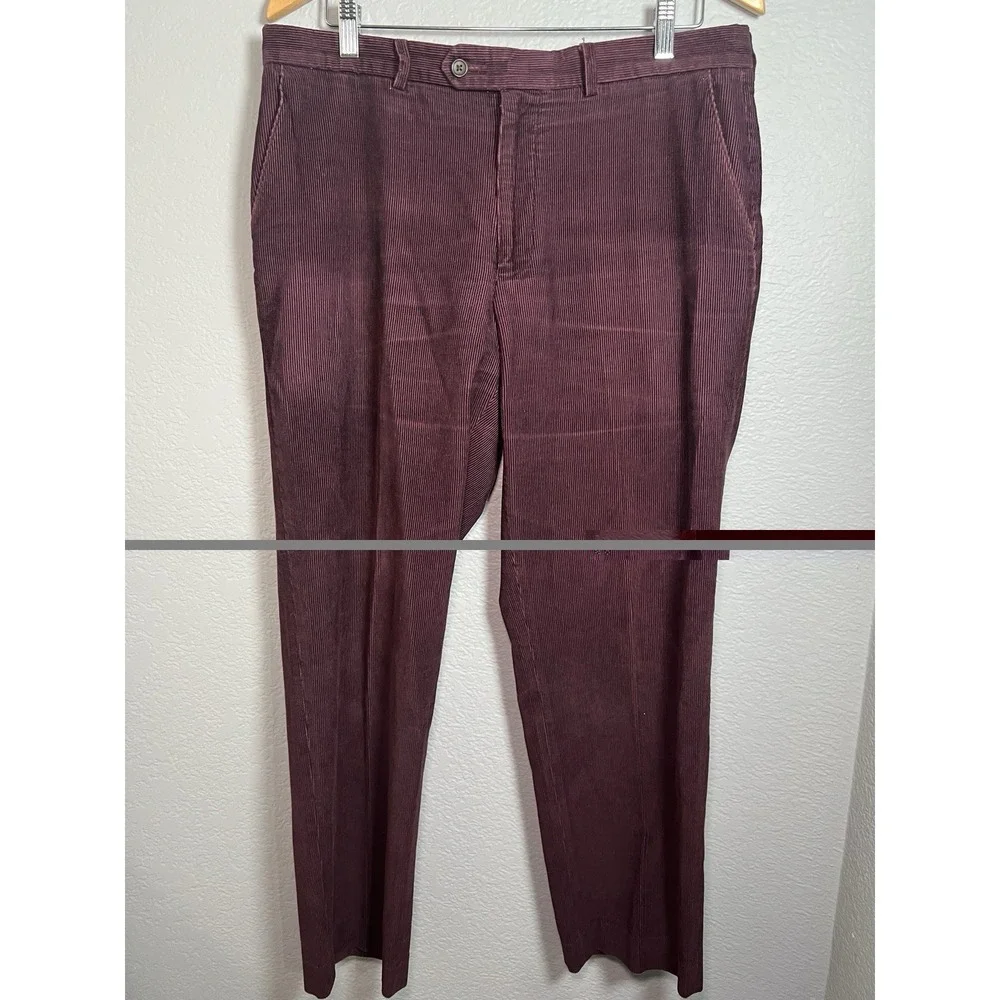 Lauren Ralph Lauren Corduroy Pants Mens 34x30 (Fits 34x29) Maroon Stretch Slim